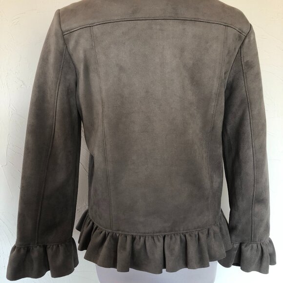 BLVD brand, Grey Faux Washable Suede Zip Front Jacket - Size S - Picture 2 of 6